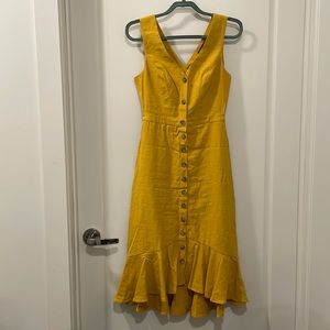 Lulus mustard yellow button up dress